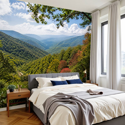 Papier peint adhésif auto-adhésif moderne pour la chambre à coucher Peel and Stick L 100 po x l 144 po - avec parc national des Great Smoky Mountains