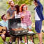 Barbecue de table portatif au propane à 2 brûleurs avec pieds pliables, couvercle, thermomètre pour le camping, le pique-nique, la cour arrière, noir