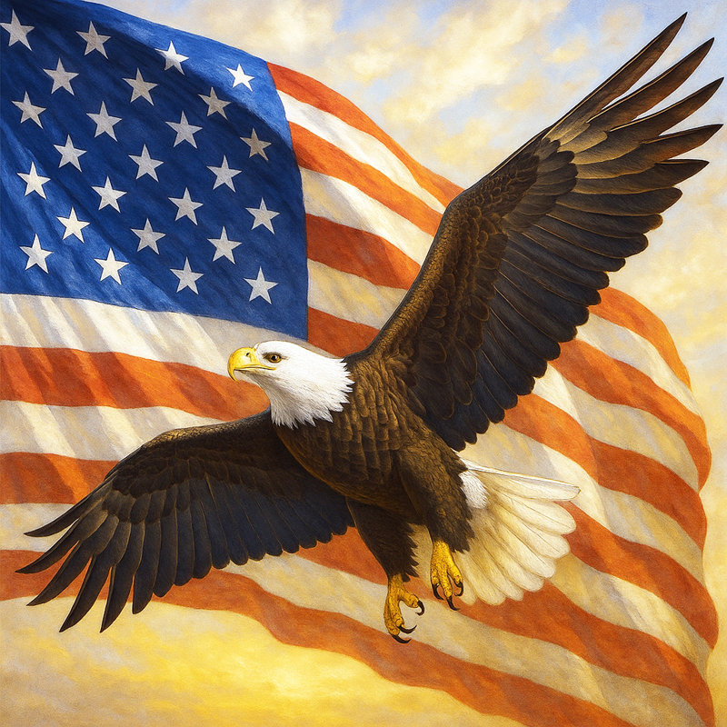 Toile patriotique American Eagle in Flight, H 12 po x l 12 po