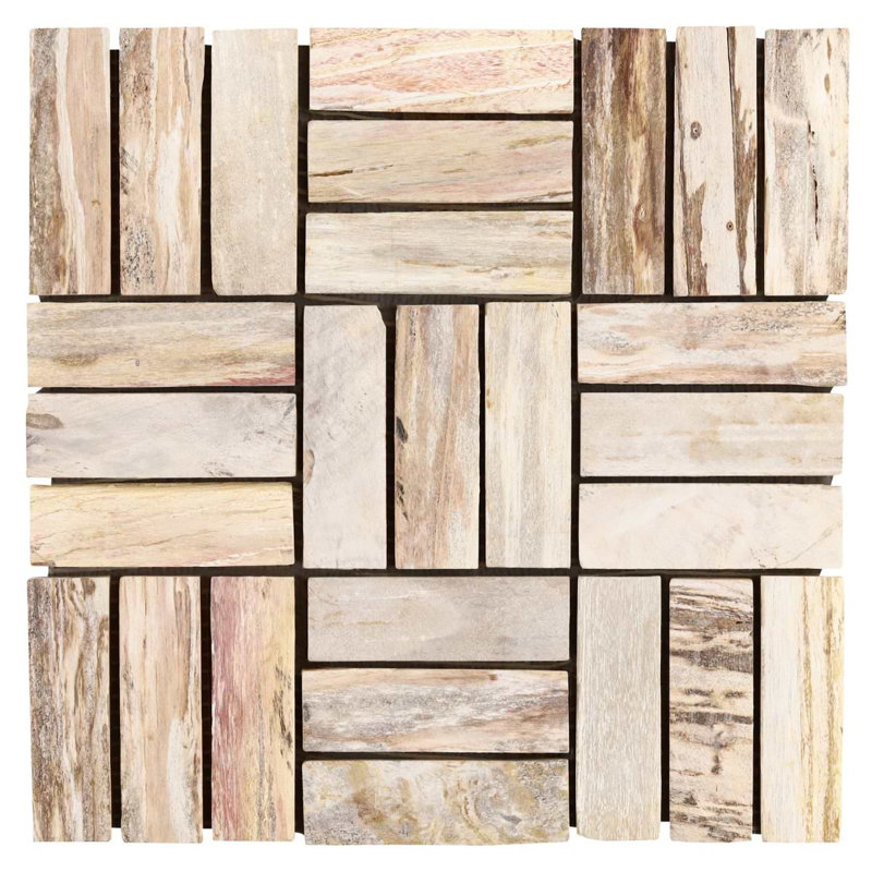 Fossil Basketweave 1X4 Petrified Stone Mosaic