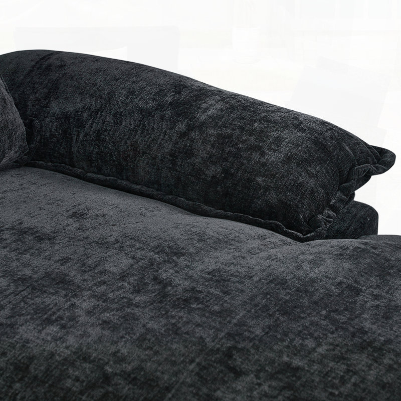 Canapé en chenille avec canapé double, Noir