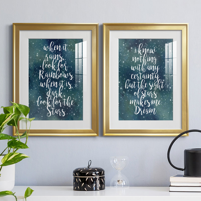 Galaxy Quote I - Ensemble de 2 encadrements d'art textuel, H 24,5 po x l 18,5 po x P 1,25 po, Cadre doré