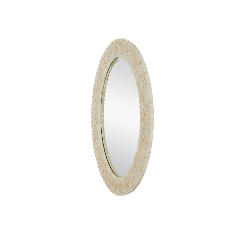 Merriam Oval Bone, Engineered Wood Mirror