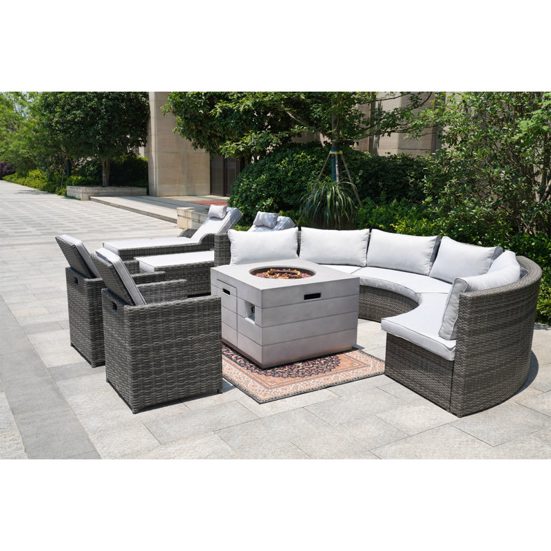 10 - Person Patio Conversation Set with Cushions
