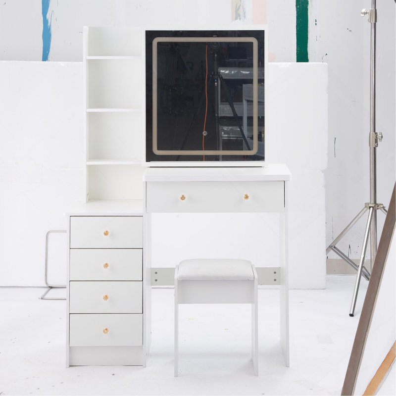 Meuble-lavabo de 37 po avec tabouret rembourré, taille moyenne, 37 po