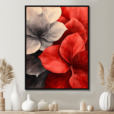 Monogramme de l'hortensia rouge pétale d'accent III - hydrangées murales