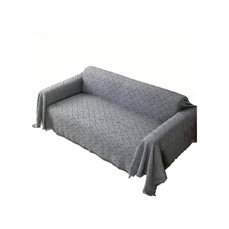 Box Cushion Sofa Slipcover, 180cm H x 300cm W, Dark Grey