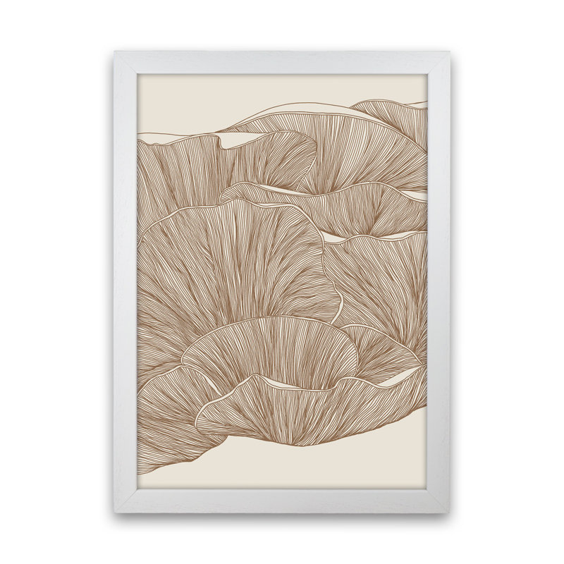 Oyster Mushrooms Brown by Carissa Tanton - Print, White Framed, 63cm H x 46cm W x 3cm D