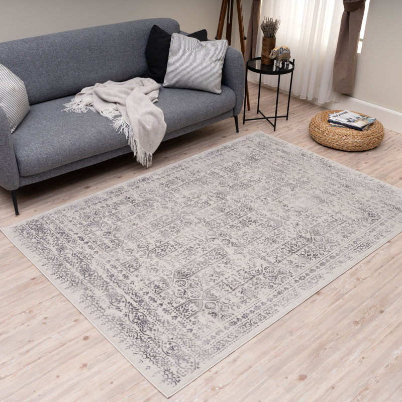 Montana Vintage Design Rug in Cream and Grey, Rectangle 80 x 150 cm