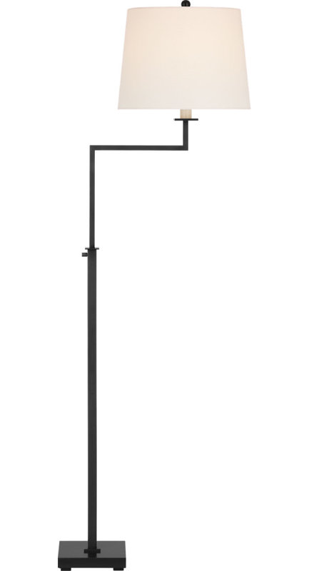 Greer Adjustable Bridge Floor Lamp with Linen Shade, Bronze