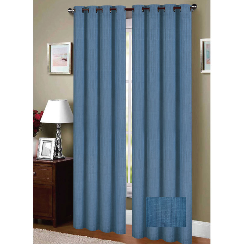 Agner Room Darkening Curtain Single Panel, Aqua