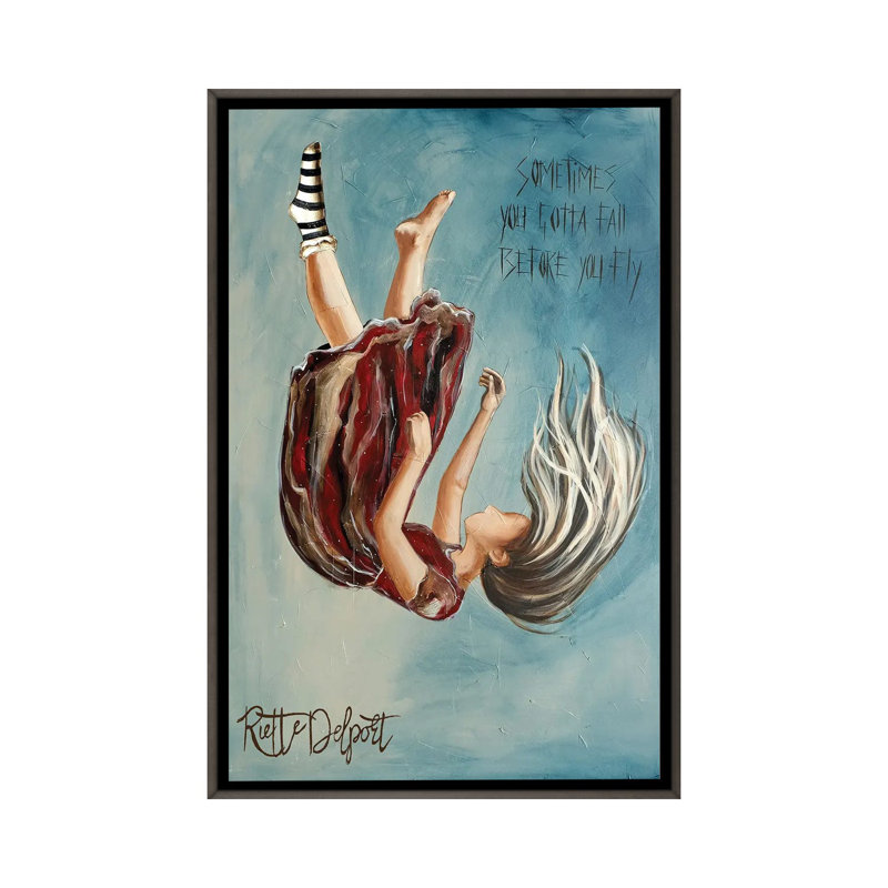 Parfois, vous devez tomber  , Gris, Impression sur toile flottante sans passe-partout, H 60 po x l 40 po
