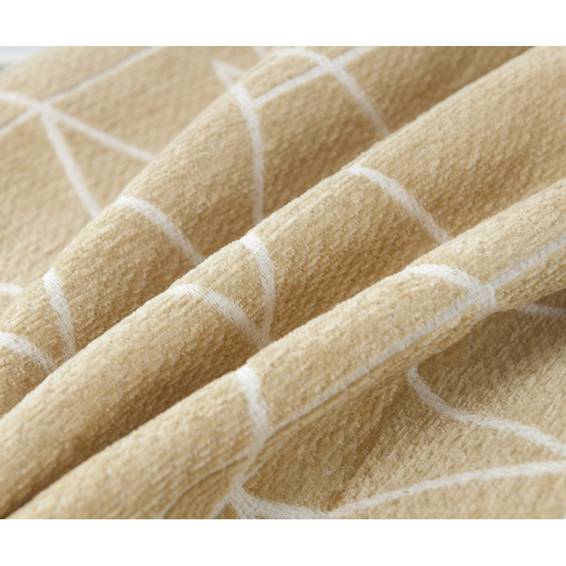 Housse de coussin en jacquard à motif géométrique en chenille moderne, Gris, H 20 po x l 20 po