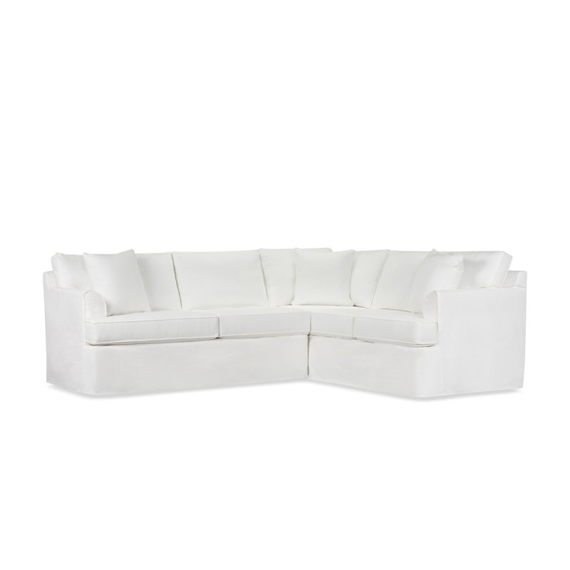 Conradina 2-Piece Slipcovered Sectional, Bayou Off White Canvas, Cruise Adrift