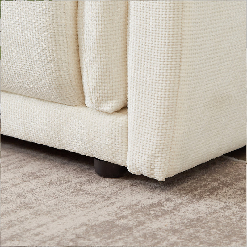 Canapé 3 places avec 2 coussins, Lin beige