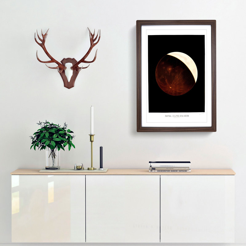 Partial Eclipse of the Moon by E. L. Trouvelot - Picture Frame Painting Print, 36cm H x 27cm W x 2cm D, Walnut Framed