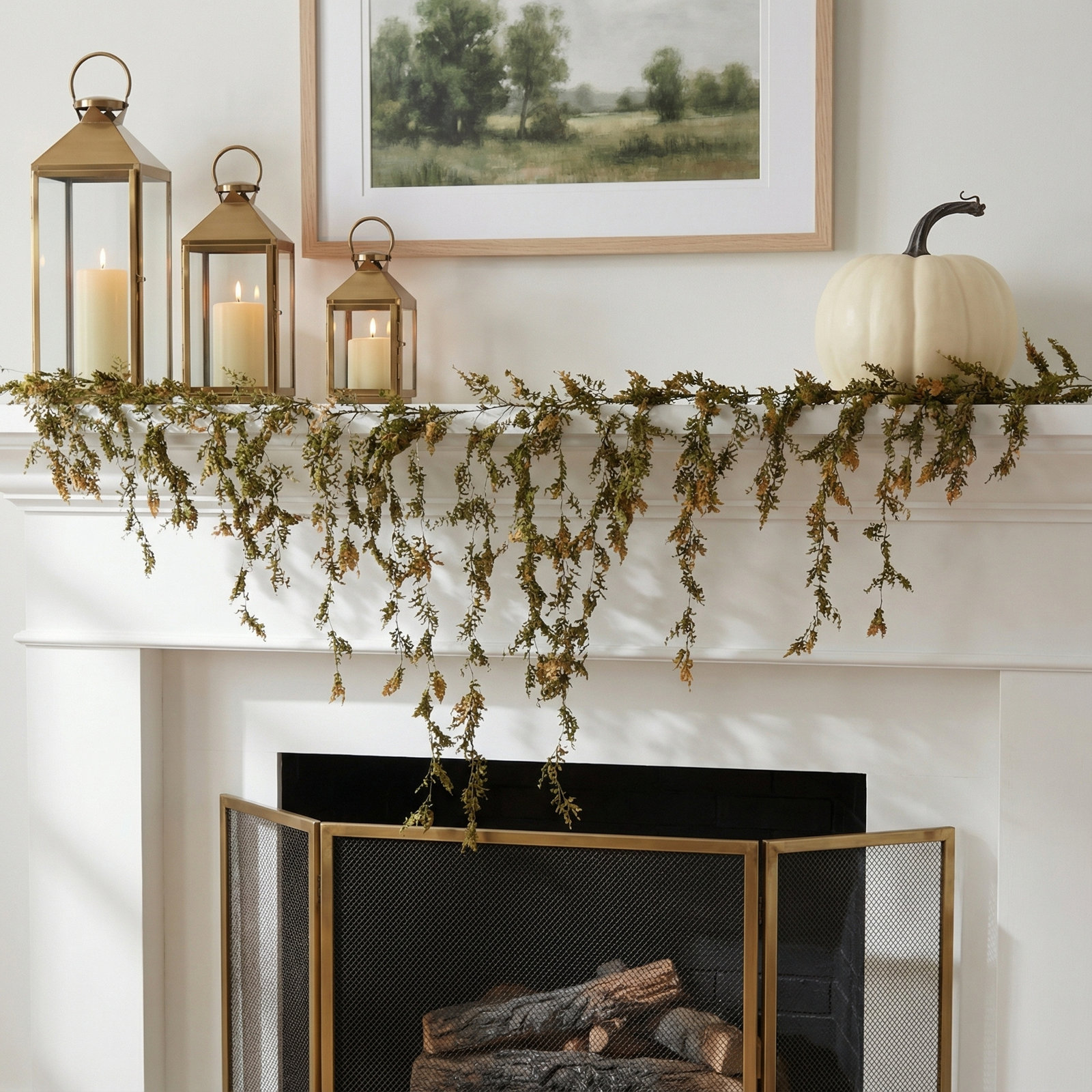 2" Artificial Golden Weeping Cypress Garland, Green-Gold
