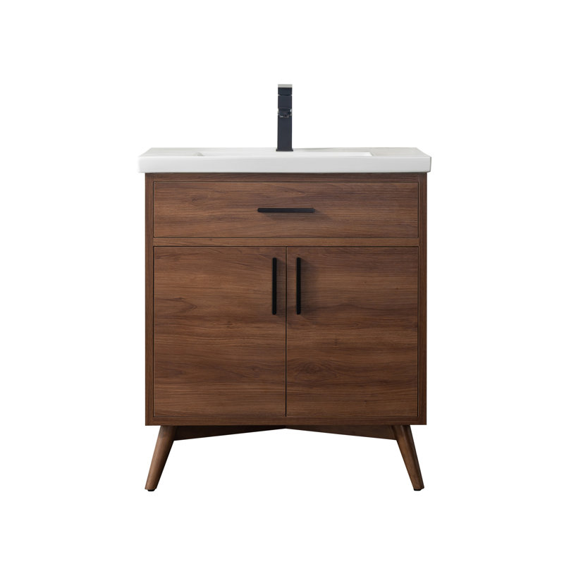 Ensemble de meuble-lavabo simple 30 po Binford, Noyer / noir mat