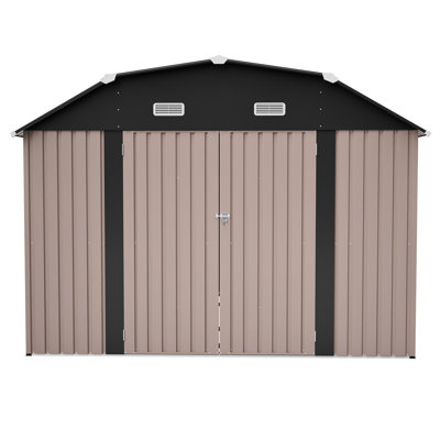 10' x 12' Metal Outdoor Storage Shed with Floor Frame Kit Tool Shed Heavy Duty
