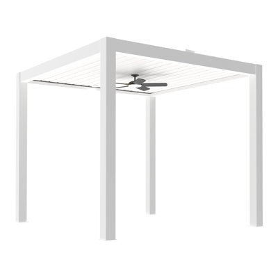 Outdoor Aluminum Louvered Pergola With Solar Light And Fan
