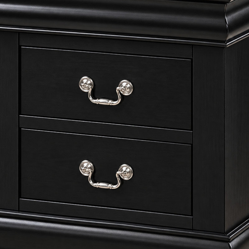 Ensemble de chambre avec très grand lit 2 pièces, noir, table de chevet