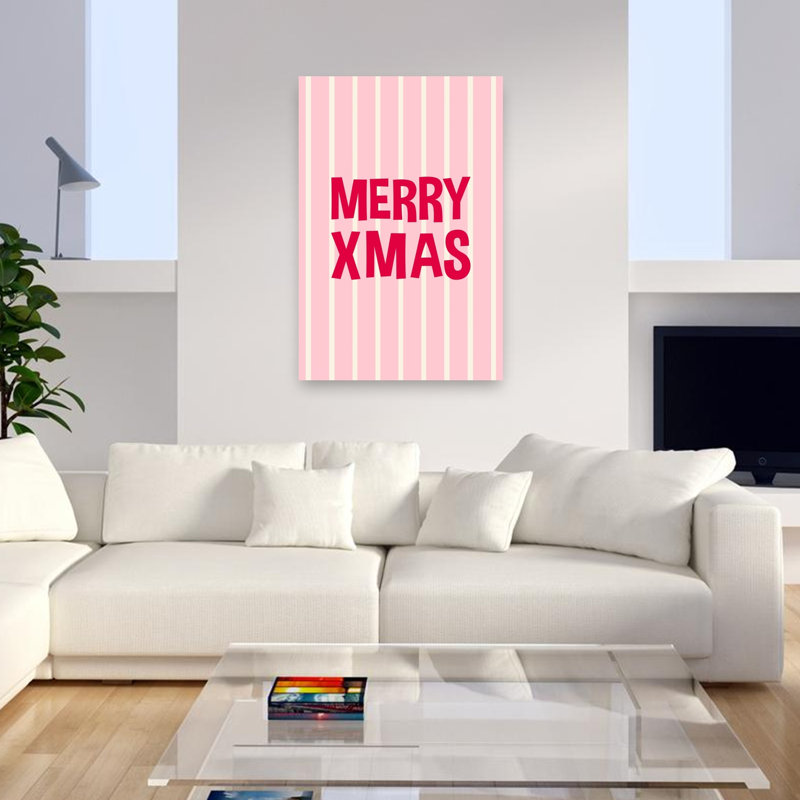 «Merry Xmas», reproduction d'art moderne abstrait audacieux, 48" H x 32" W