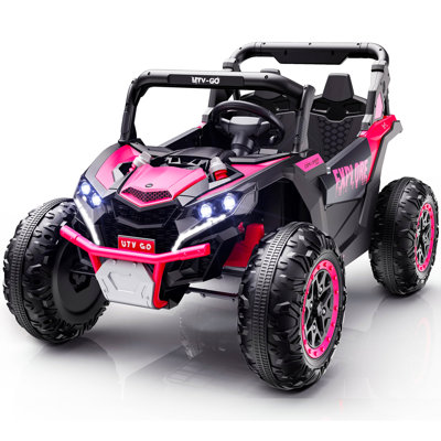Alex 24V 7AH Real 2 Seater Ride On Toys For Big Kids W/ Parent Remote Control, Outdoor Ride On UTV W/ 20" Large Seat, Bluetooth, 2X200W Powerful Motors, MP3, Lights, 4.5 Mph Max Speed, Power Car Wheels, Pink