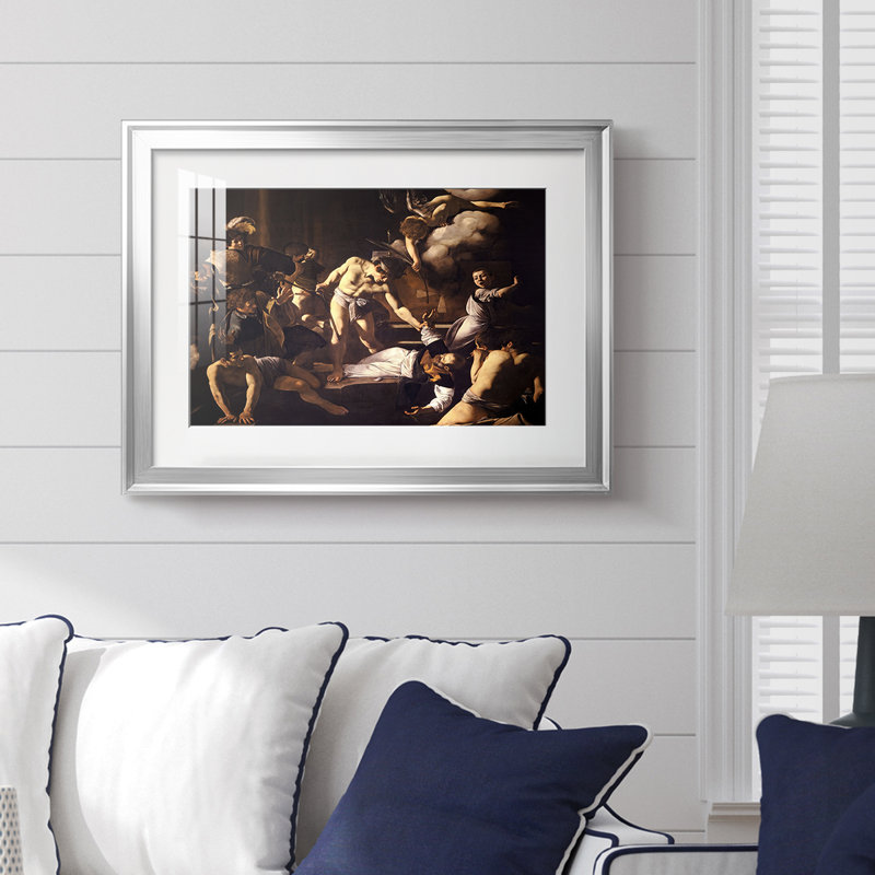 «The Martyrdom of Saint Matthew-Caravaggio», toile tendue avec châssis, c. 1599-1600, Argent, Impression encadrée