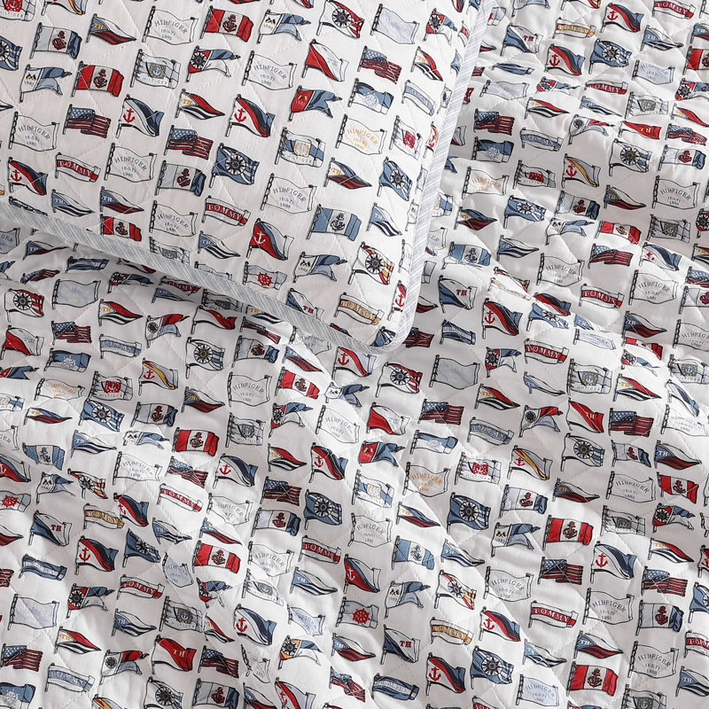 Ensemble de courtepointe réversible en coton Tommy Hilfiger Ithaca, Courtepointe grand + 2 taies décoratives standard