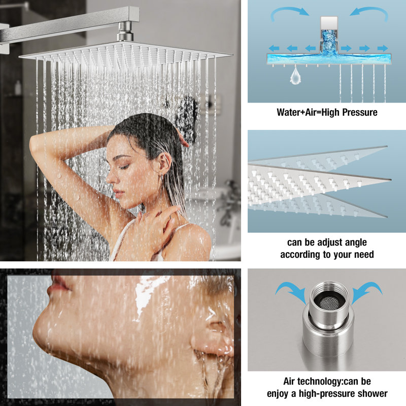 Robinet de douche 12 po, Nickel brossé
