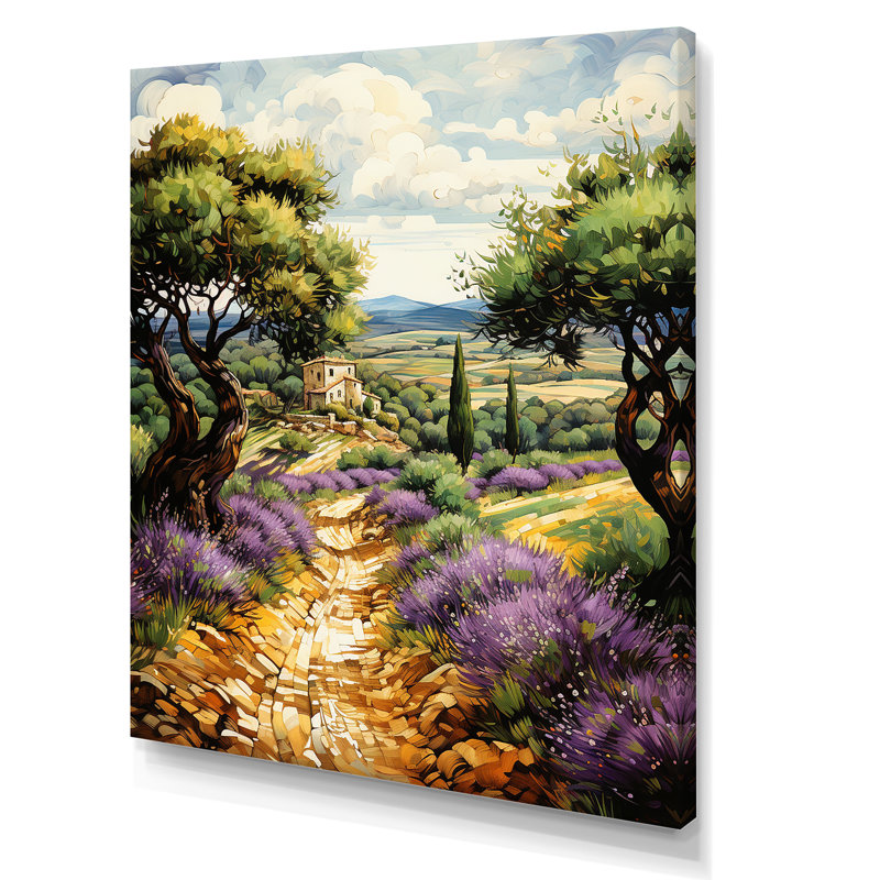 Sentiers provençaux en France I sur toile, Toile tendue, H 44 po x l 34 po