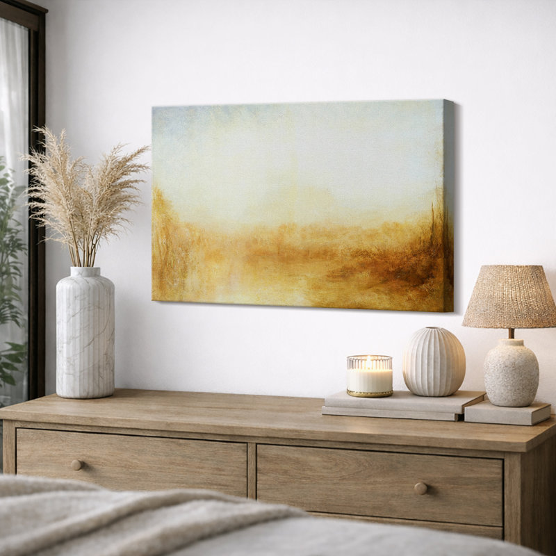 «Soft Earth Tone», art de l'horizon abstrait, images de chambre à coucher, impression sur toile encadrée sur toile.