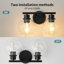 Luminaire de meuble-lavabo moderne avec abat-jour en verre, applique murale 2 lumières pour miroir, douille E26, installation facile-656129188-656129192