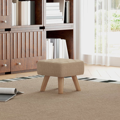 HOMCOM Modern Tufted Footstool, Linen Fabric, Rubber