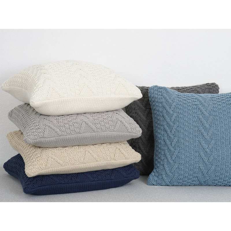 Navy Chunky Sweater Knit Square Throw Pillow 20" x 20"