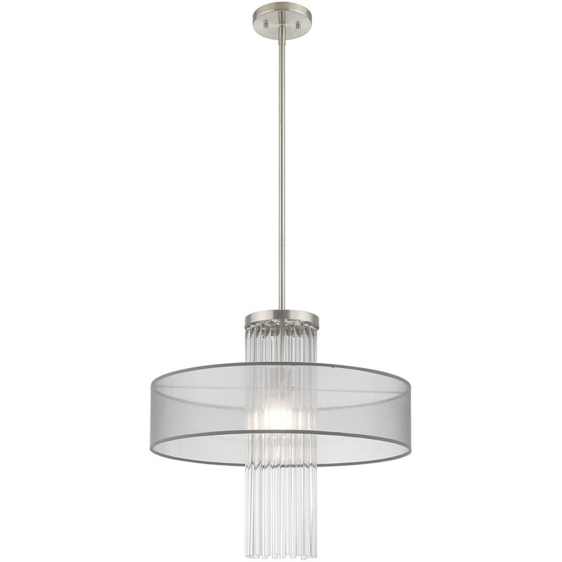 Lustre classique à 1 lumière avec abat-jour, gris