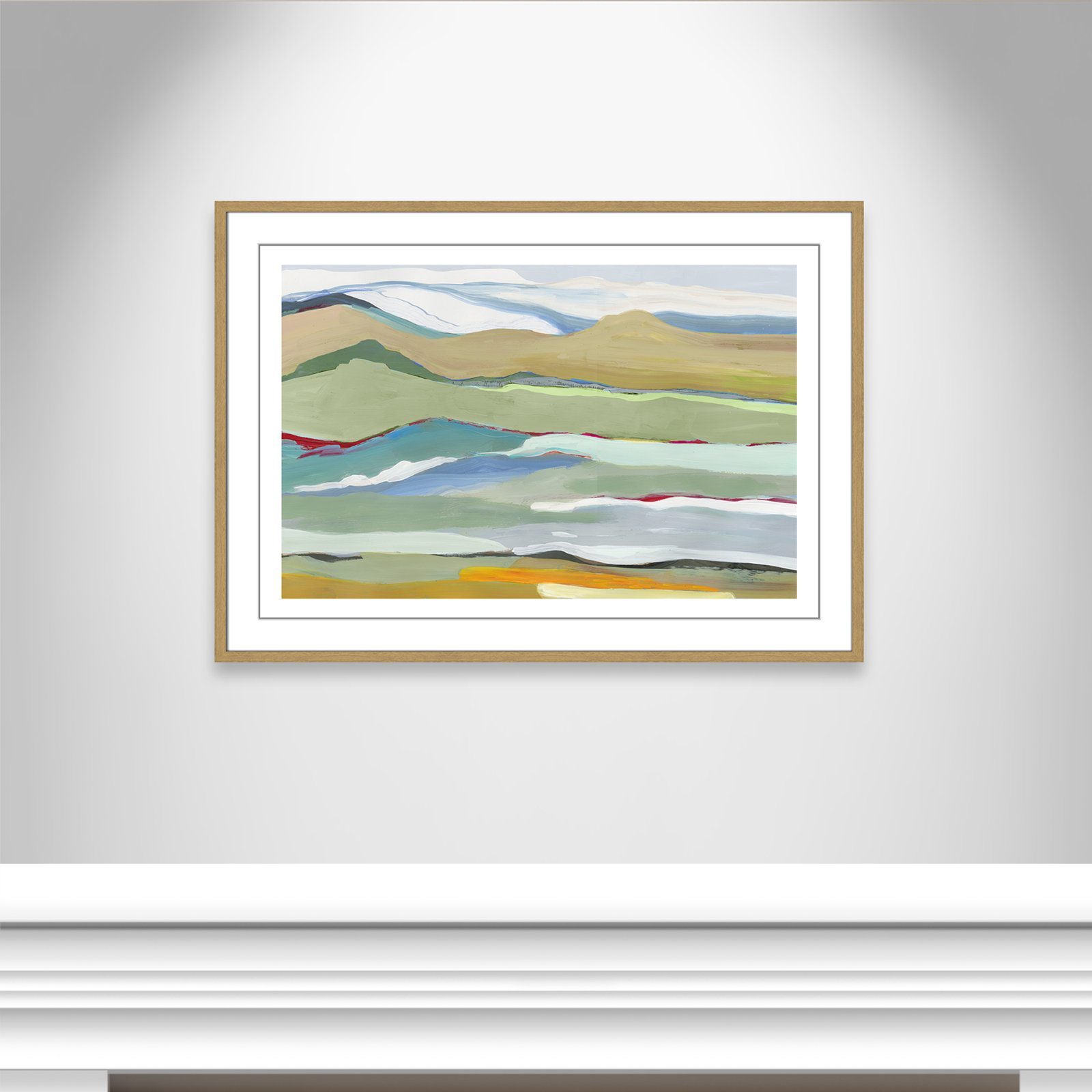 Goodbye Summer on the Hills - Picture Frame Painting, Natural Wood Framed, 29.5" H x 41.5" W x 0.75" D