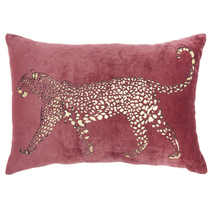 Leopard Rectangular Cotton Pillow Cover & Insert, Burgundy