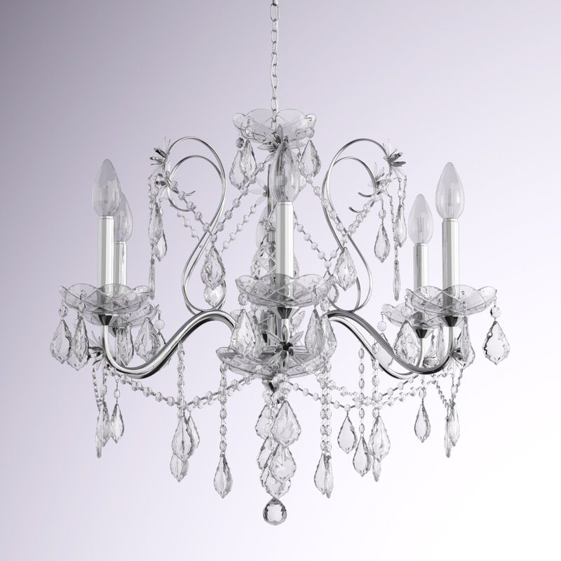 Monroe 6 - Light Dimmable Classic / Traditional Chandelier, Chrome, Royal Cut