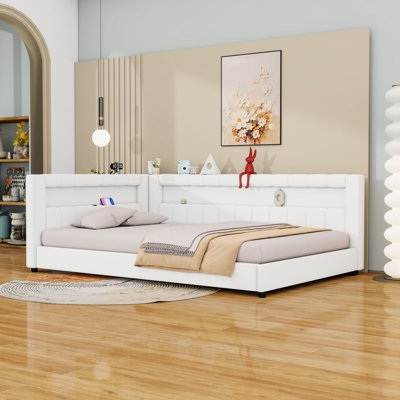 Elegant Upholstered Bed with LED Lighting and USB Charging Ports