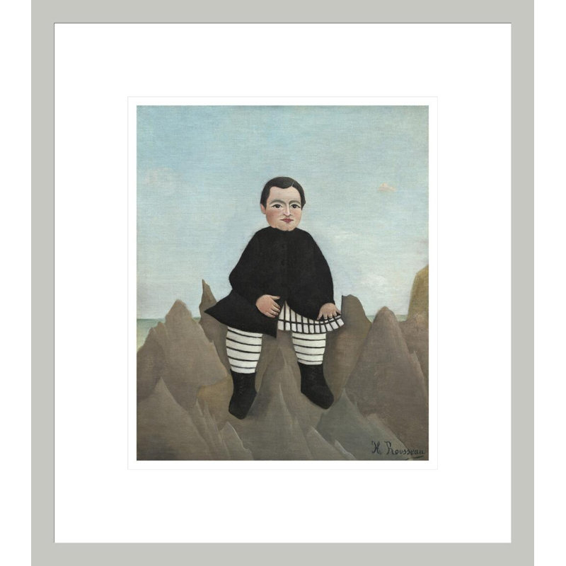 «Boy on the Rocks» par Henri Rousseau, impression giclée sur cadre, 15.47" H x 13.75" W