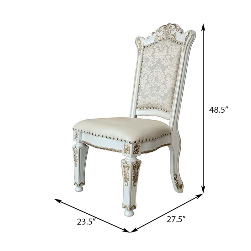 Santiago White And Bone Wood Side Chair (Set Of 2) With Nailhead Trim