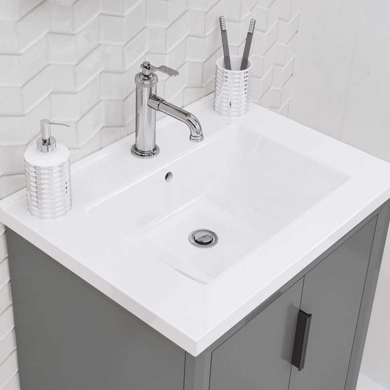 Ensemble de meuble-lavabo simple 24 po Elise, Gris cachemire, Chrome