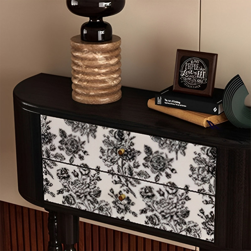 Console rétro élégante avec 2 tiroirs, H 35,43 po x l 39,37 po x P 11,81 po