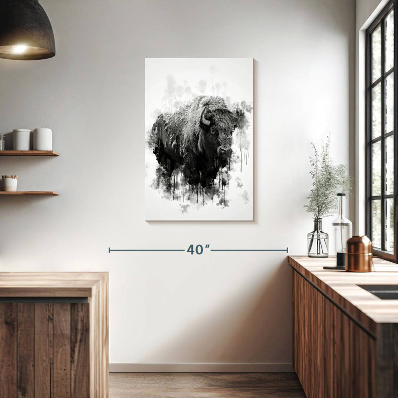 Brampt Bison Black And White, 36" H x 24" W