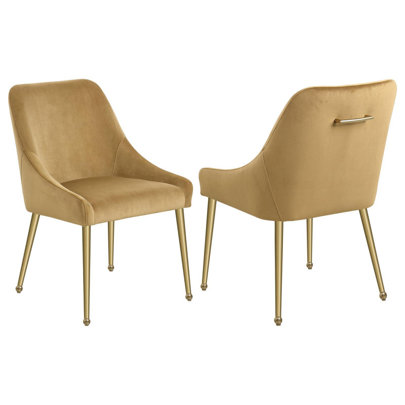 Chaise de salle à manger rembourrée Dineshia, Brun, Gold