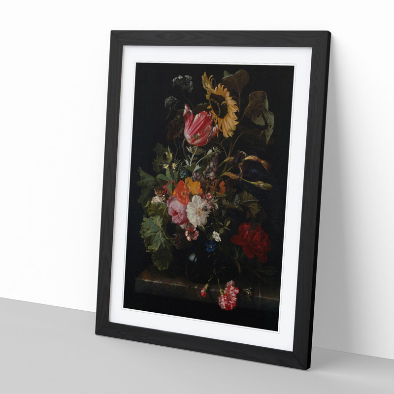 Still Life with Flowers Vol.5 by Maria Van Oosterwijk - Picture Frame Painting, Black, 36cm H x 27cm W x 2cm D