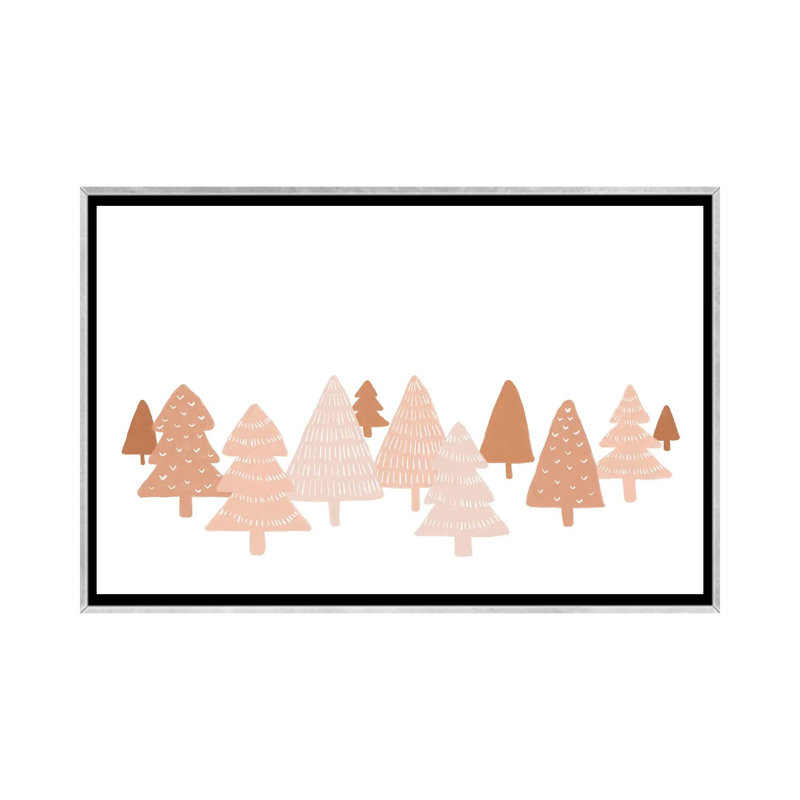 "Blush Winter Trees" par Orara studio, reproduction d’art, H 18 po x l 26 po x P 1,5 po, Toile avec cadre argenté