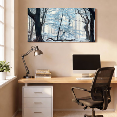 «Winter Forest Landscape», ensemble de 1 reproduction d'art sur toile tendue sur toile