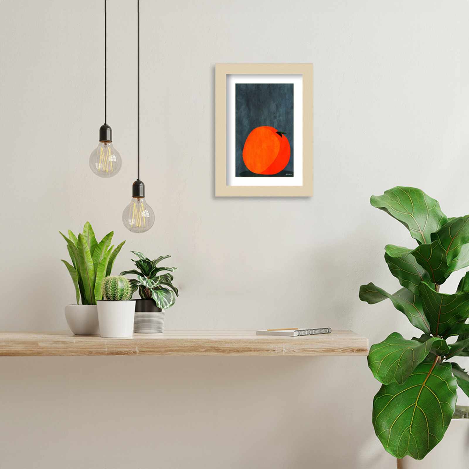 Calmly Sleeping Apple Print, Brown, 11" H x 8" W